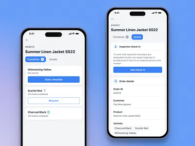 Mobile App for Quality Control Inspectors blue bold title detail view details figma ios iphone minimal mobile app saas tabs ui design ux design