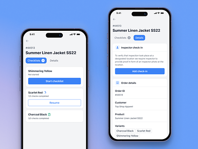 Mobile App for Quality Control Inspectors blue bold title detail view details figma ios iphone minimal mobile app saas tabs ui design ux design