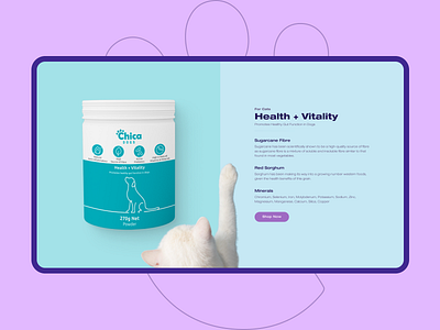 Chica Dogs | Nutritional Supplements animals e commerce food home page pets webdesign webflow website