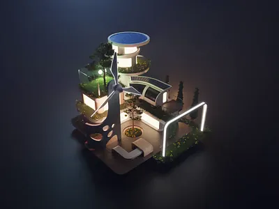 Solarpunk Tutorial 3d architecture blender building diorama illustration isometric lowpoly render solarpunk tutorial