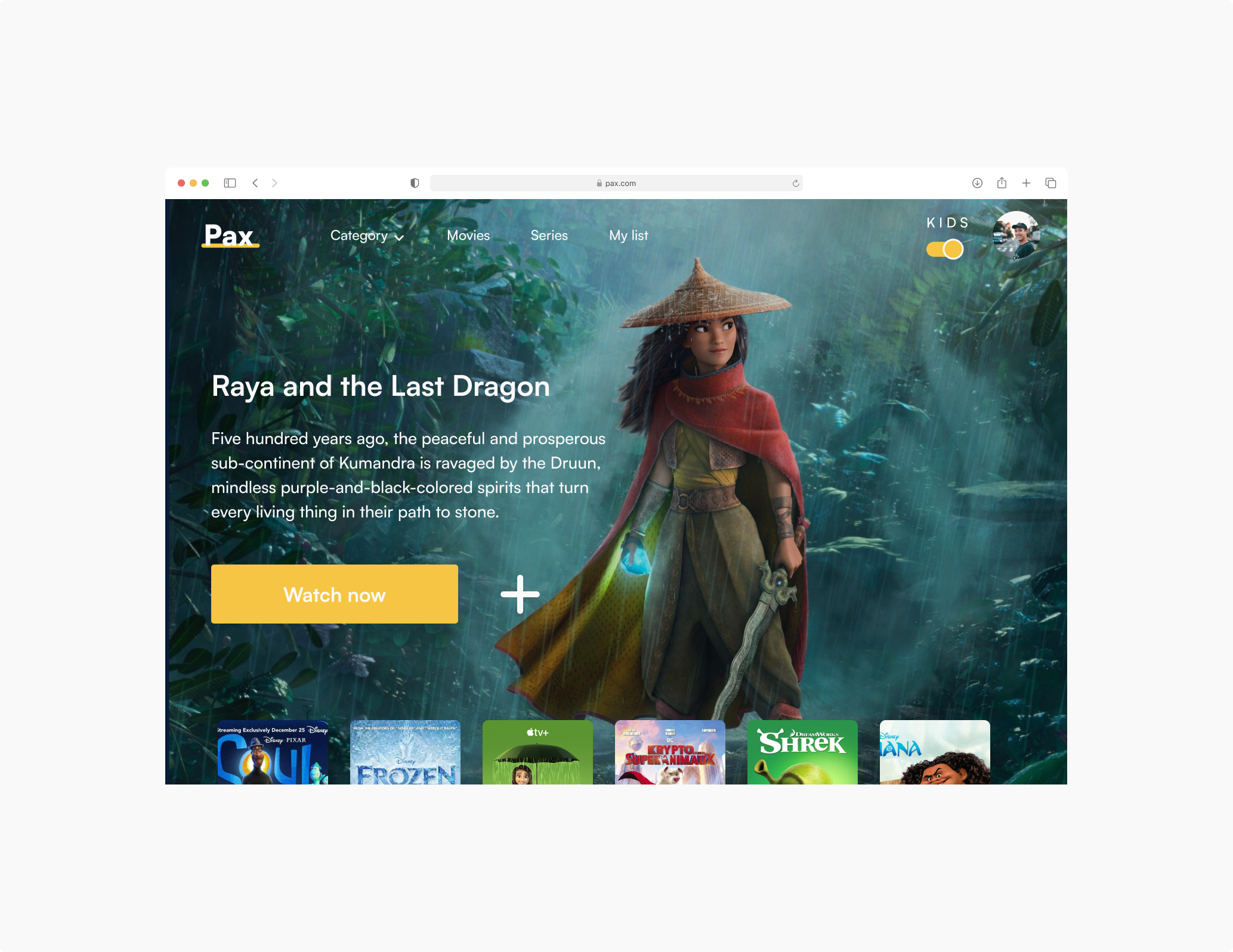 Streaming service plateform — Pax amazon prime app design design disney dribble course graphe design hulu kids streaming netflix raya and the last dragon streaming streaming plateform streaming plateform service streaming service ui ux watch online