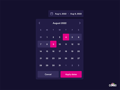 Combo date picker clean combo date picker date range interface select date selection ui ux