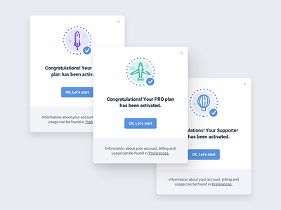 Subscription Activated baloon congrats modal notification plan plane rocket subscription success ui upgrade web