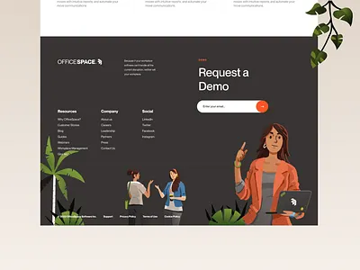 Footer for a SaaS marketing site colors footer homepage illustrations landing page saas
