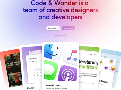 Code & Wander Redesign button cards filters gradient icon redesign ui website