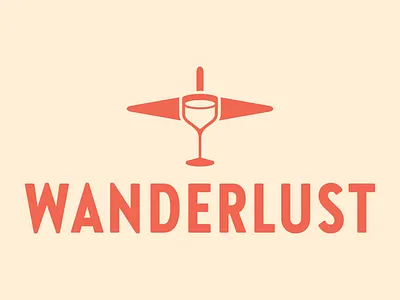 Wanderlust airplane branding design glass icon logo logomark mark symbol wine wineglass
