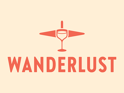 Wanderlust airplane branding design glass icon logo logomark mark symbol wine wineglass