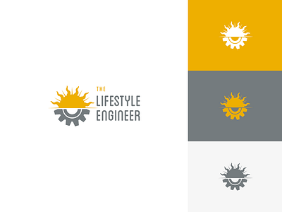 The Lifestyle Engineer logo branding design gear graphic design illustration logo minimal sun typography vector