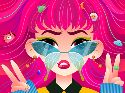 Pink hair cute girl