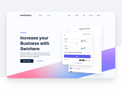 Crypto Exchange b2b bitcoin btc business crypto design dribbble exchange fiat interface landing market ui ux web website