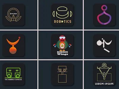 Nine logos on an Artboard graphic design logo
