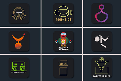 Nine logos on an Artboard graphic design logo