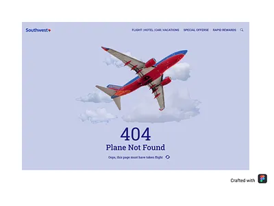 DailyUI #008 404 not found page 008 challenges dailyui design figma recreating southwestairline ui