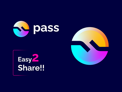 pass file sharing logo design app branding bypass data design file sharing files logo logo design minimalist modern pass share transfer