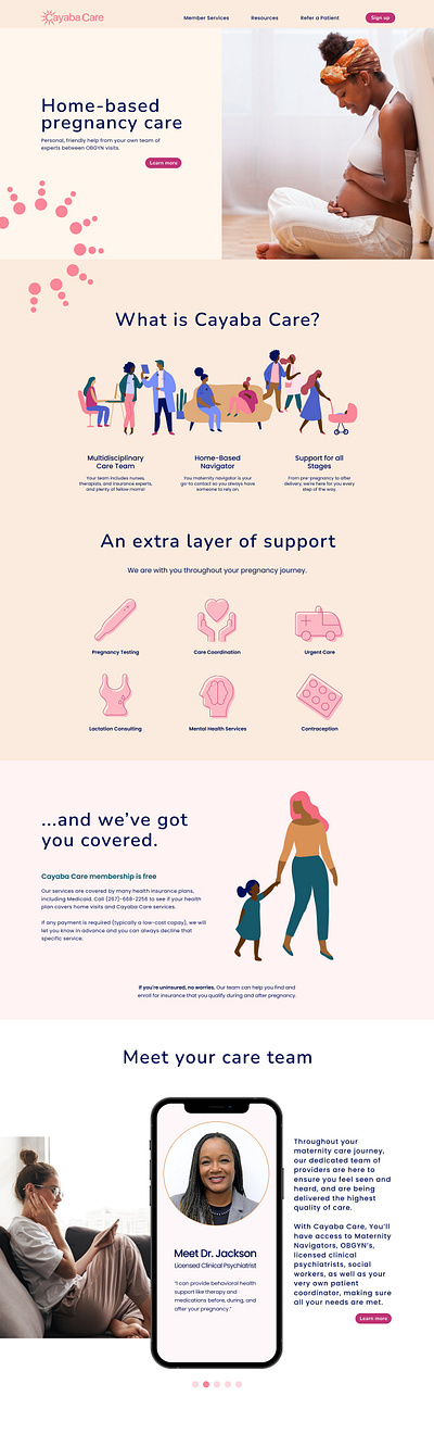 Cayaba Care Homepage Design black healthcare healthtech icons logo design startup ui web design