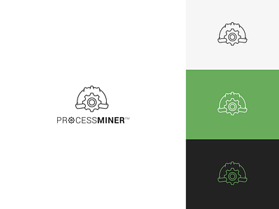 ProcessMiner logo branding design graphic design hardhat illustration logo minimal typography vector