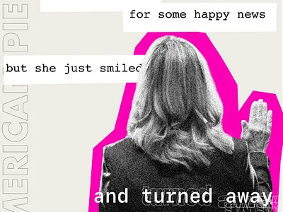 American Pie at Fifty Poster 2 album cover collage illustration me too photo illustration poster design supreme court typography web3 womens rights