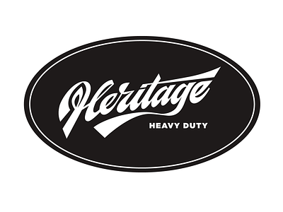 Heritage Heavy Duty american badge bold branding calligraphy custom edgy flow graphic design handtype identity lettering logotype premium retro script type unique vintage
