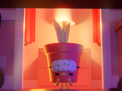 Sleepy plant 3d blender character creative cute illustration inspiration plant