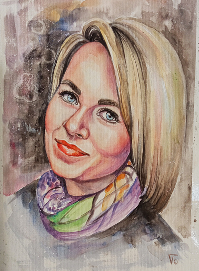 Акварельный портрет по фото, watercolor portrait from photo hand painted illustration painting watercolor portrait from photo