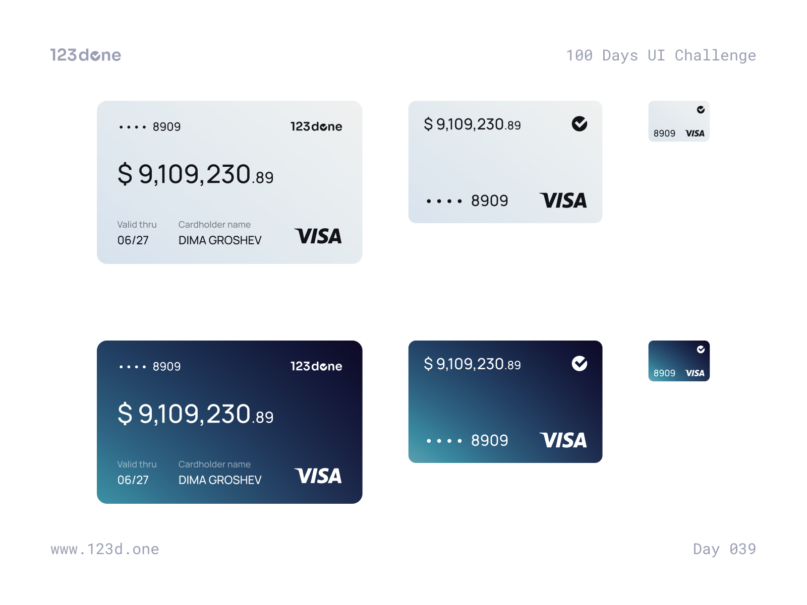 Day 039 — Bank Card | 100 Days UI Challenge By Dima Groshev | 123done ...