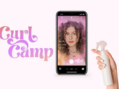 Curl Camp Advertisement ad brand design gradient logo instagram logo design pink social