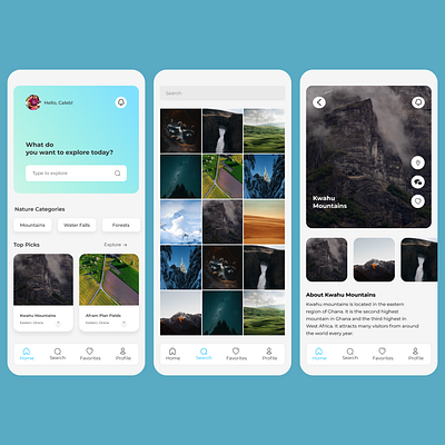 Nature exploration- Mobile UI Design app branding design mobileui modern nature ui