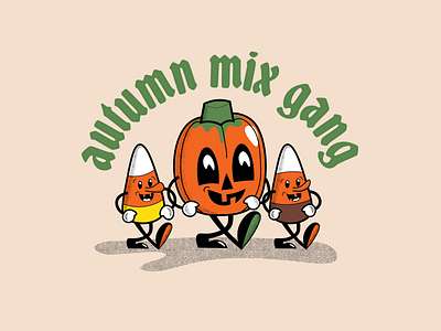Autumn Mix Gang character design character illustration design illustration retro typography vector