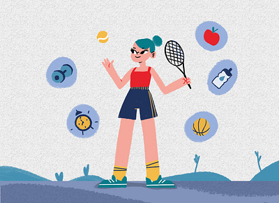 healthy living fitness girl healthy illustration