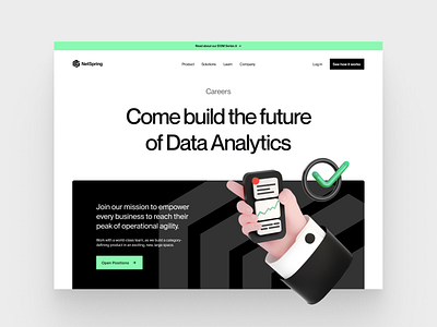 NetSpring • Careers 3d analytics clean design flat menu minimal ui visualization webdesign white