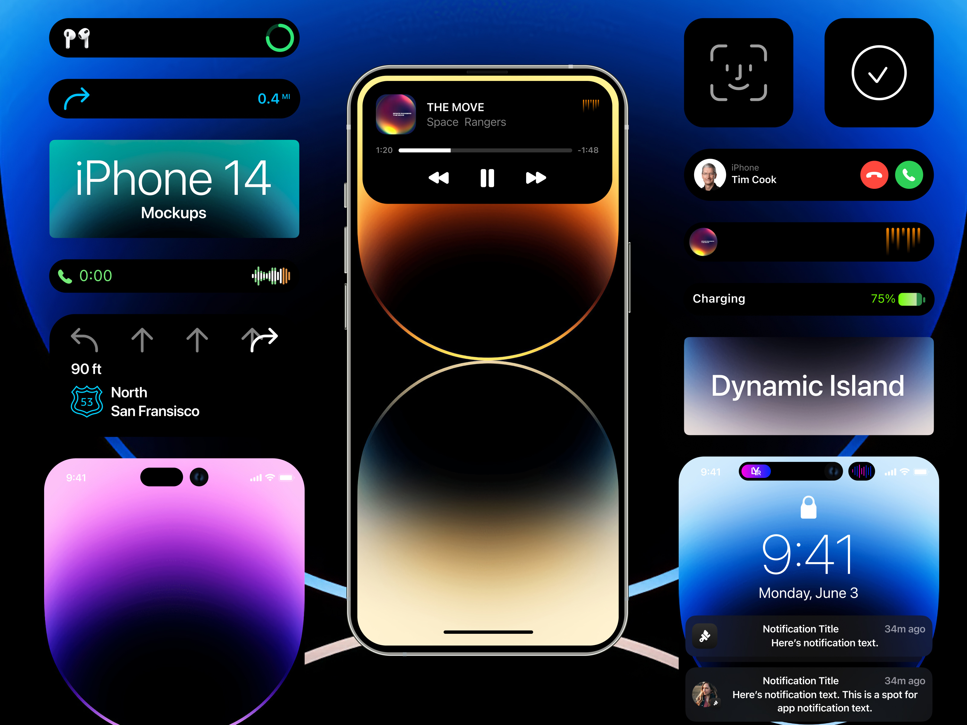 Example of iPhone 14 Free Mockups | Dynamic Island