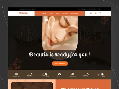 Beautix - Beauty Spa Landing Page beauty beauty clinic beauty product beauty salon beauty website cosmetics website cosmetology landing page makeup massage salon salon website skin care skincare website spa landing page ui design ux design website design