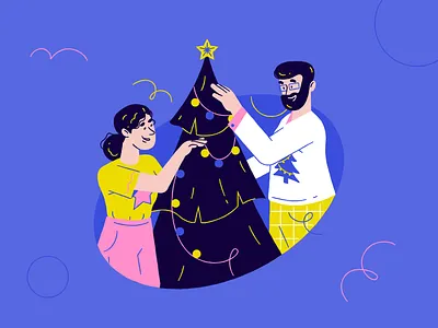 Holidays Free Illustrations 🎄 brush character colorful design family flat free freebie friends hand drawn holidays illustration kapustin presents resources set tree vector