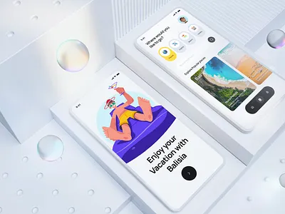 Balisia App UI design 3d adobe xd app app mockup beach booking figma hotel illustration places ui ui design user interface ux