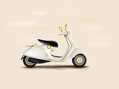 Vespa 2d adobe illustration adobe photoshop art artwork colorful design designer digital elegant fashion flat gold graphic design illustration minimal painting vespa white