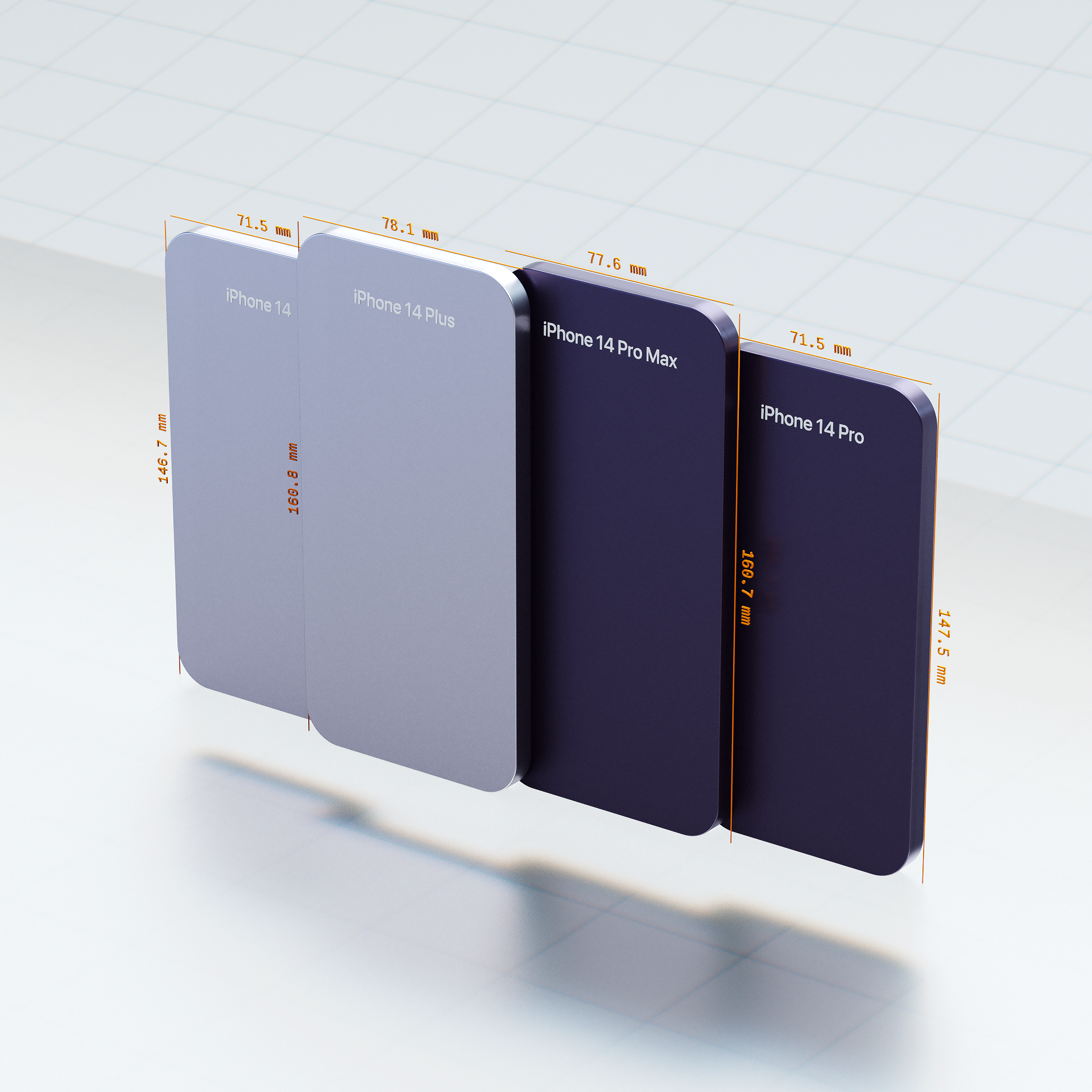 iPhone 14 Form Factor Comparison 3d b3d blender design