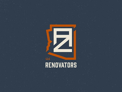 AZ Renovators arizona az blue branding cactus construction desert design home logo logo design orange phoenix renovations state western