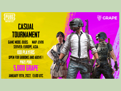 Grape PUBG Tournament design game illustration logo minimal typography