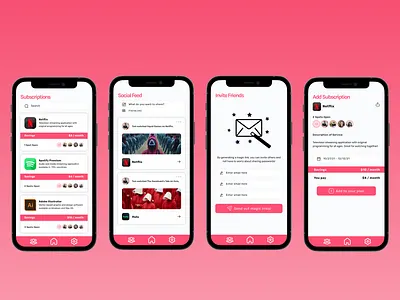 Subscription Sharing App UI app mobileapp pinkui subscription