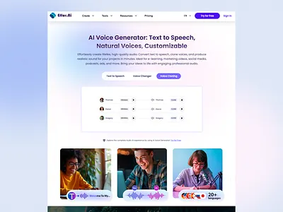 Effor.ai - AI Voice Generator Platform ai ai assisted ai tech ai voices audio clean interface marketing videos natural voices platform podcasts realistic voice social media speech text to speech ui voice acting voice cloning voice design voice generator voice transform