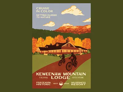 Cruise in Color autumn bike biking fall fall colors hand drawn hand lettering historic illustration lettering maple mountain national park outdoors pines poster screenprint trees typography vintage