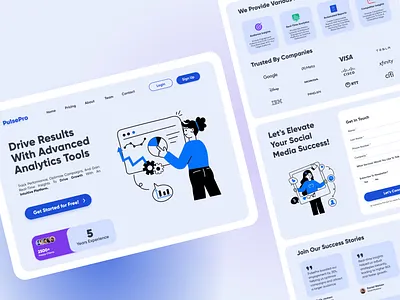 PulsePro - Landing Page blue branding design digital figma gradiant graphic design illus illustration landing page marketing minimal register ui ux website