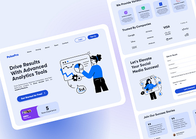 PulsePro - Landing Page blue branding design digital figma gradiant graphic design illus illustration landing page marketing minimal register ui ux website