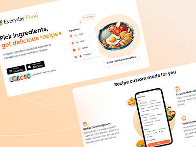 Food Recipes Website cooking cooking assistant cusine diet dishes easy navigation food blog food website global cusines recipes indian recipe ingredients landing page mexican recipe recipe platform recipes ui inspiration ui trends user friendly interface uxui web design