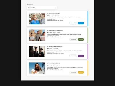 EF.COM – Program guide, horizontal cards UI branding design graphic design ui ux