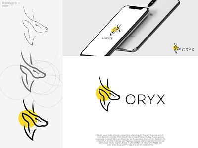 Oryx Logo animals app awesome brand branding clean design grid identity illustration indpirations lettering line logo minimal modern oryx simple vector