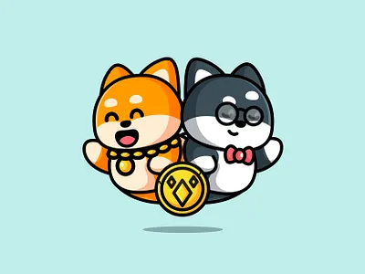 Gemini Shiba adorable animal cartoon character coin crypto cute doge doggie doggy gemini happy illustration jaysx1 kawaii mascot nft pet shiba shiba inu