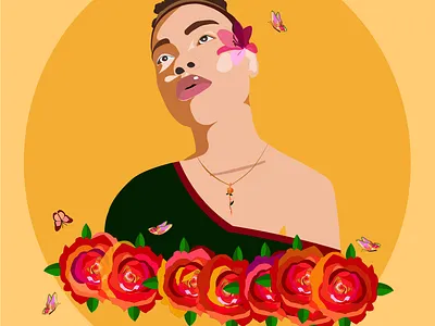 DIANA art design flowers freelance graphic design illustration illustrator nature orange pink vector vectorart woman