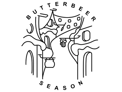 Butterbeer Season - Hogsmeade Monoline harry potter illustration line monoline vector