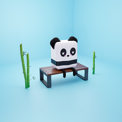 Happy Panda 3d blender design illustration